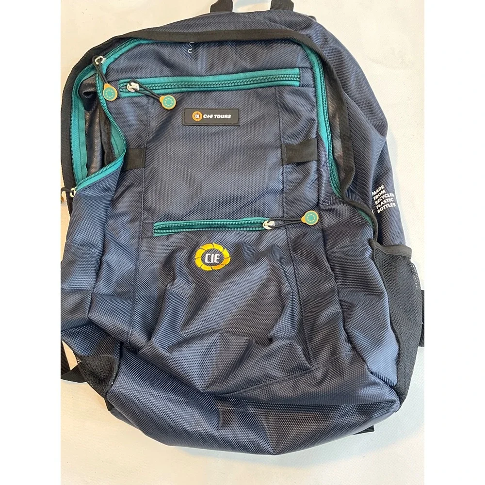 CIE TOURS Backpack Navy Blue Recycled Plastic Bottles Travel‎ School Bag